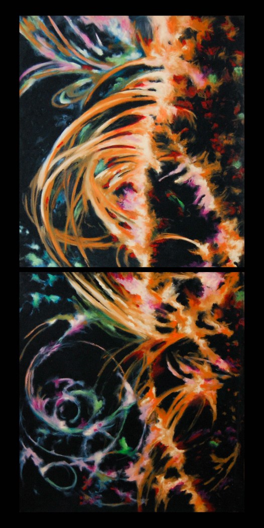 Oil Sticks on black paper 64" x 30"