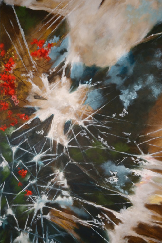 Detail of Connectivity, an abstract oil painting by artist Julie Rotblatt-Amrany