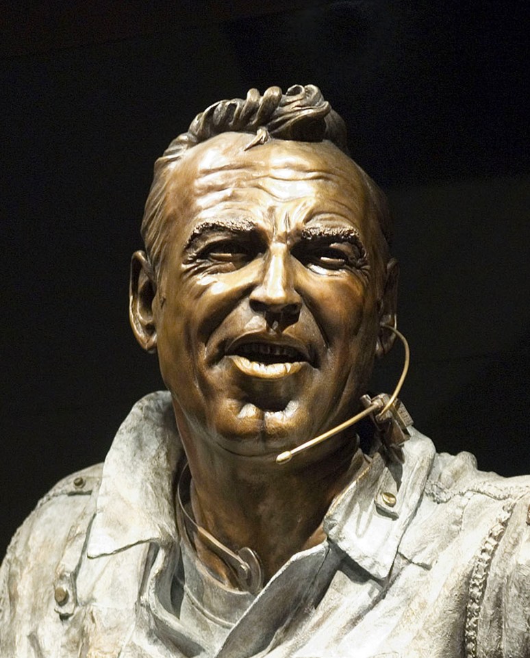 Bronze sculpture closeup of Captain James A. Lovell Jr. for the Adler Planetarium in Chicago by artist Julie Rotblatt-Amrany