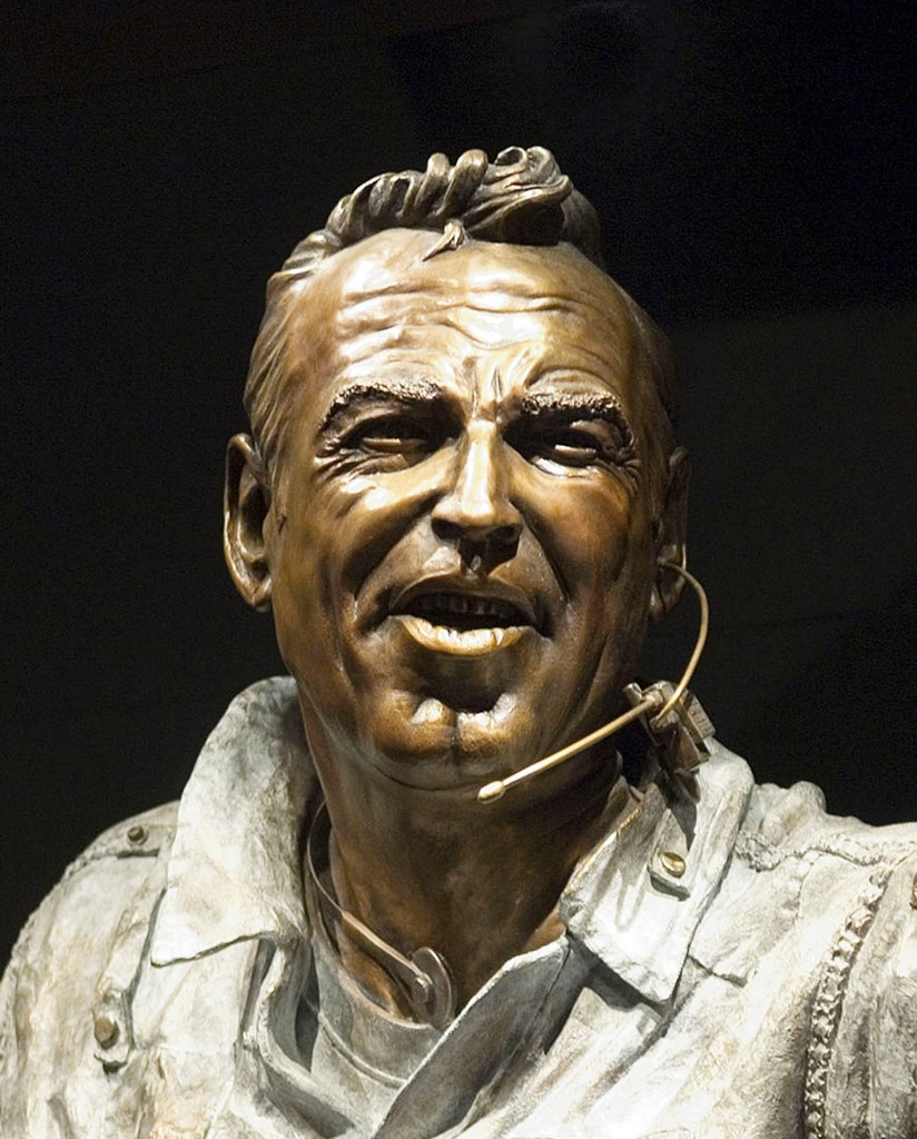 Bronze sculpture closeup of Captain James A. Lovell Jr. for the Adler Planetarium in Chicago by artist Julie Rotblatt-Amrany