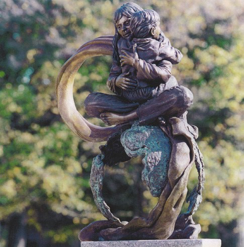 Compassion Moves a World, bronze sculpture by artist Julie Rotblatt-Amrany for Highland Park