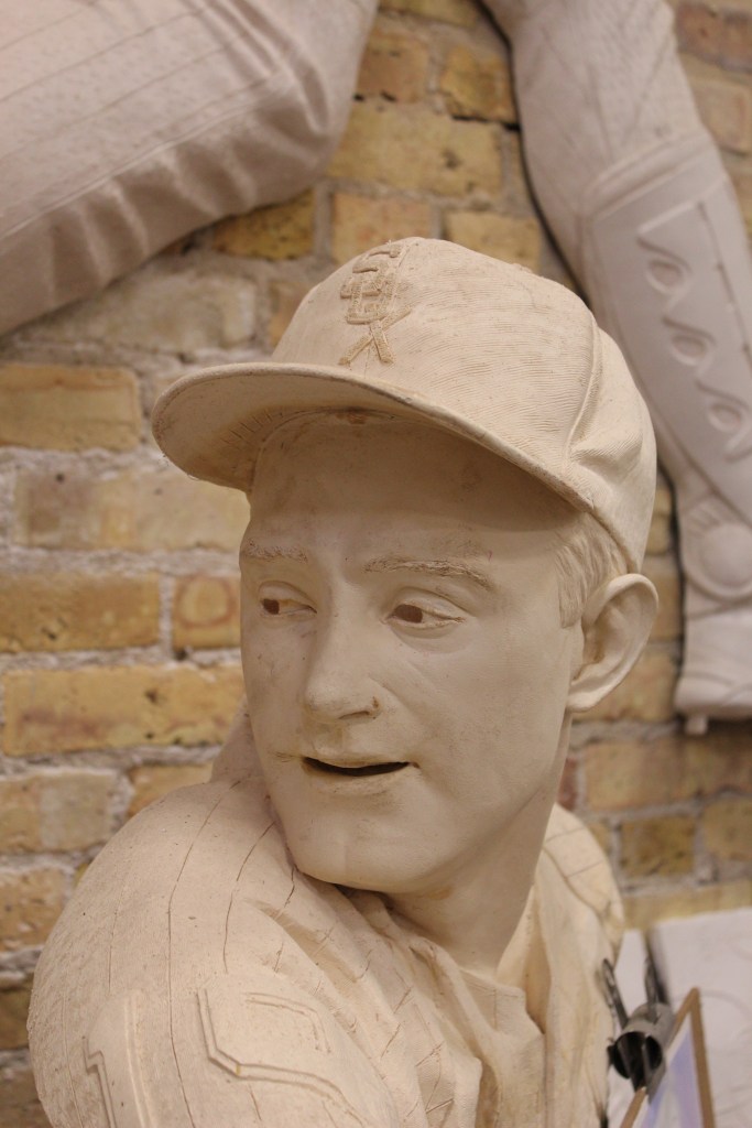 Plaster sculpture of Billy Pierce by Julie Rotblatt-Amrany for Chicago White Sox