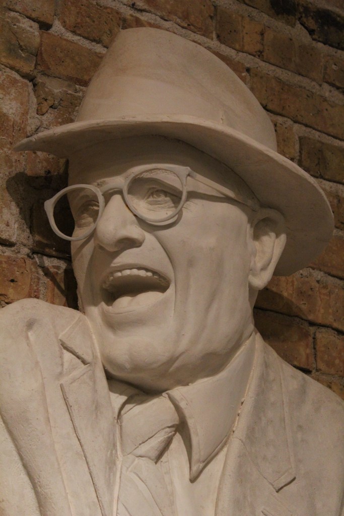 Relief sculpture in plaster of George Hallis for Chicago Bears by artist Julie Rotblatt-Amrany