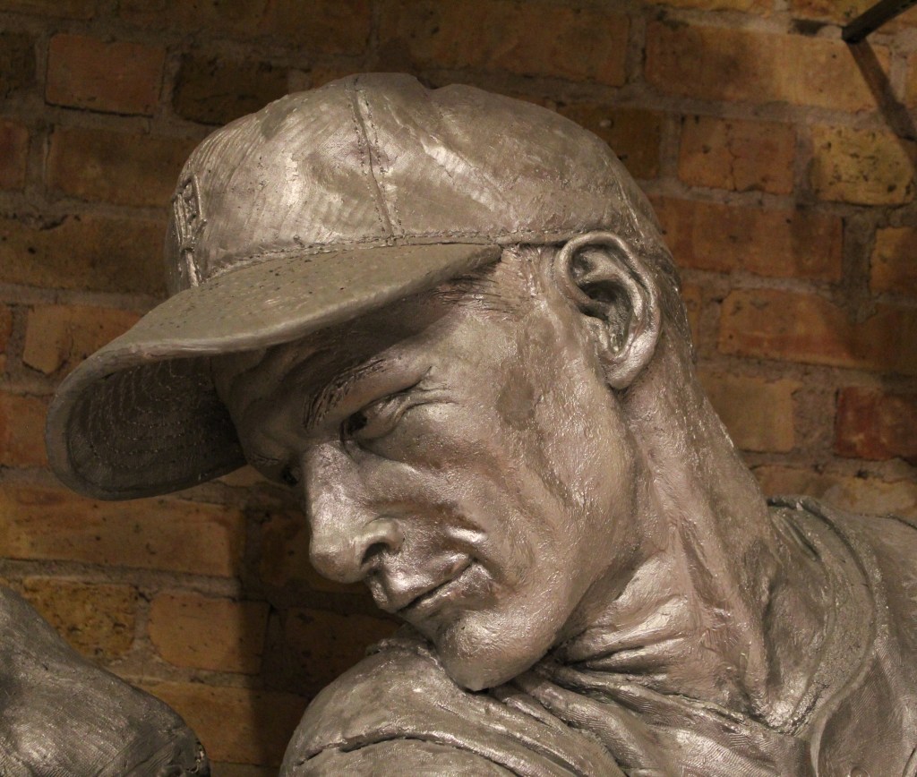 Close up Detroit Tigers Hall of Fame, bronze sculpture by Julie Rotblatt-Amrany