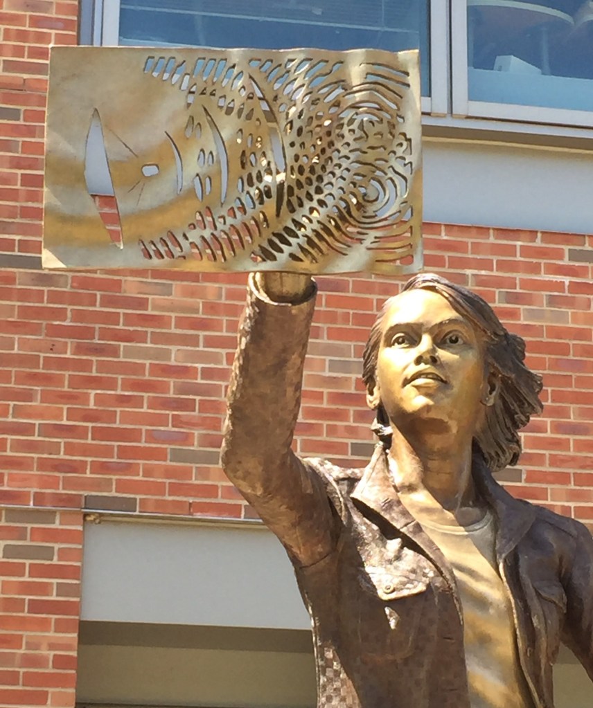 The Quintessential Engineer, a bronze figurative sculpture for The University of Illinois by artist Julie Rotblatt-Amrany