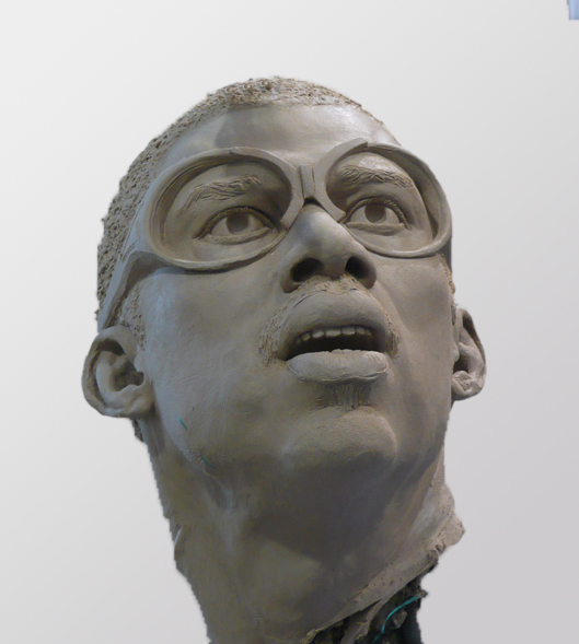 Clay sculpture of Kareem Abdul-Jabbar by artist Julie Rotblatt-Amrany