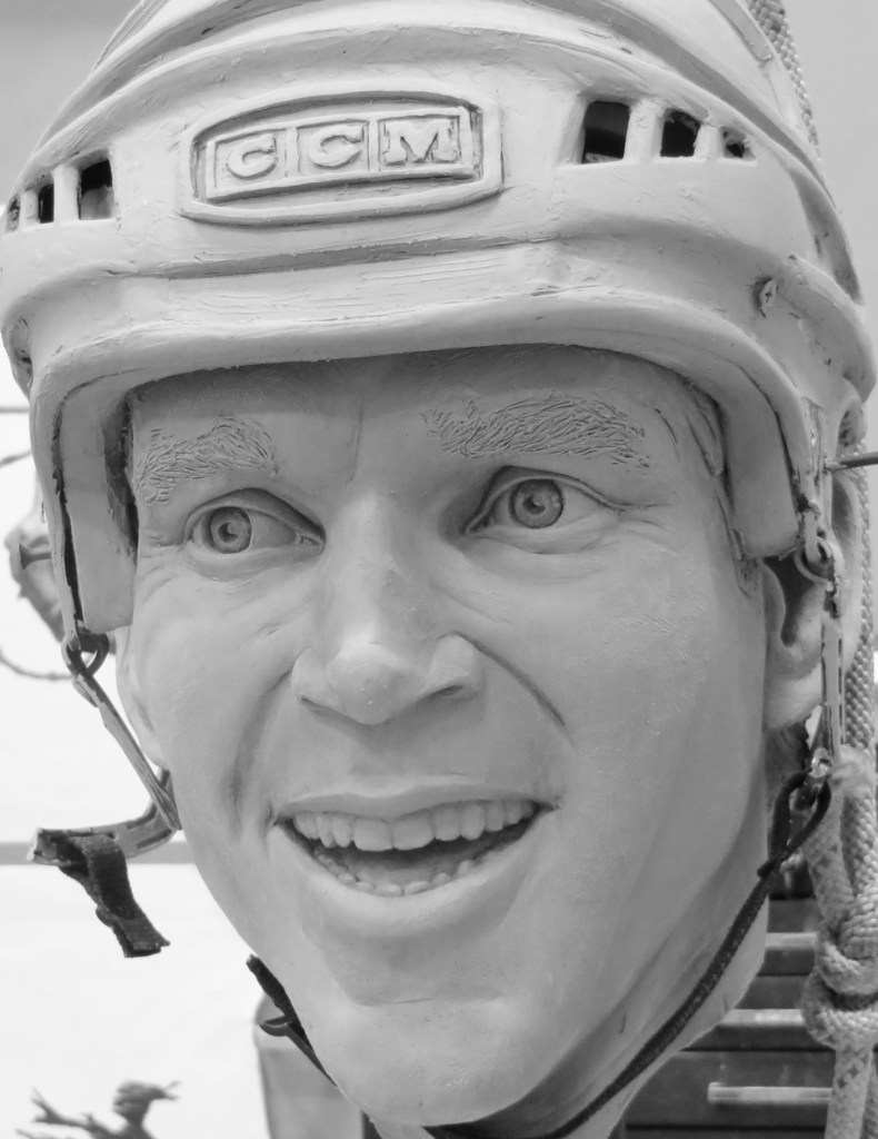 Luc Robitaille portrait sculpture in clay by artist Julie Rotblatt-Amrany for the