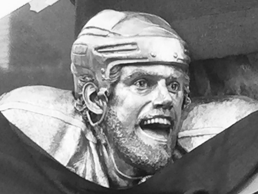 Bronze sculpture of Anze Kopitar by Julie Rotblatt-Amrany for LA Kings 50th Anniversary Monument at Staples Center