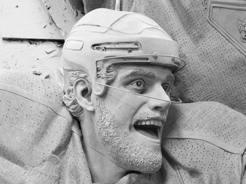 Clay sculpture of Anze Kopitar by Julie Rotblatt-Amrany for LA Kings, Staples Center