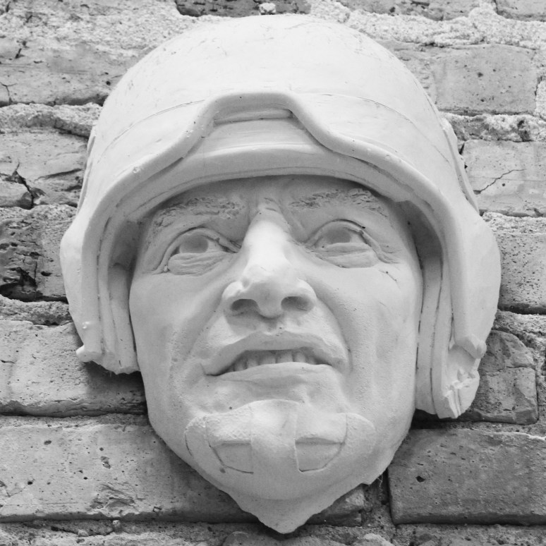 Plaster sculpture of Bill George by artist Julie Rotblatt-Amrany for the Chicago Bears