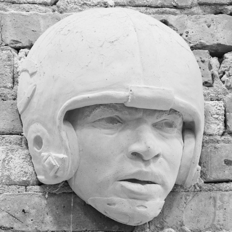 Plaster sculpture of Gale Sayers by Julie Rotblatt-Amrany for Chicago Bears