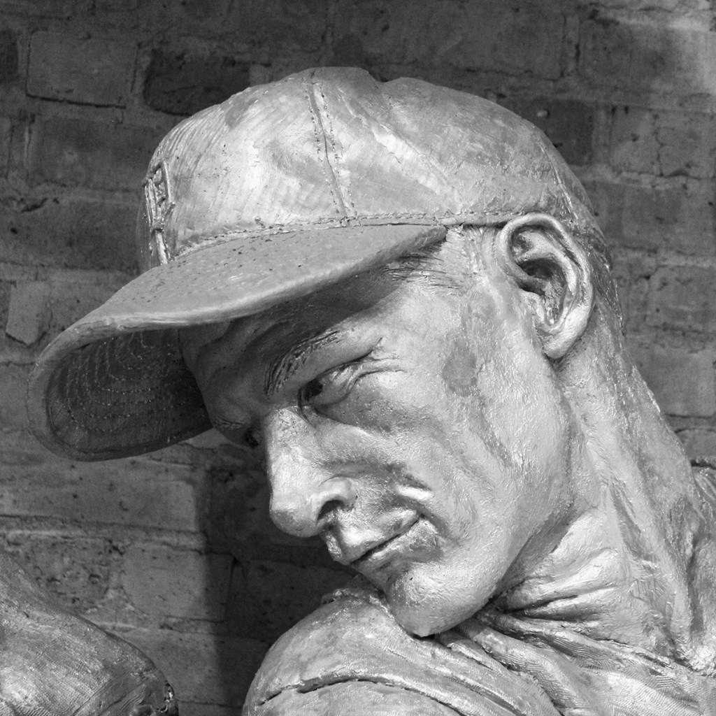 Bronze sculpture of Hal Newhouser by Julie Rotblatt-Amrany for the Detroit Tigers
