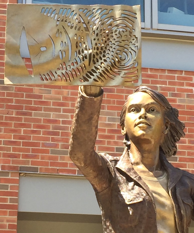 The Quintessential Engineer a bronze sculpture by Julie Rotblatt-Amrany for The University of Illinois