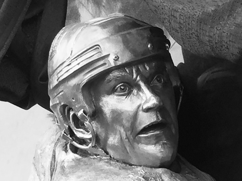 Sculpture in bronze of Rob Blake by Julie Rotblatt-Amrany for LA Kings 50th Anniversary Monument at Staples Center