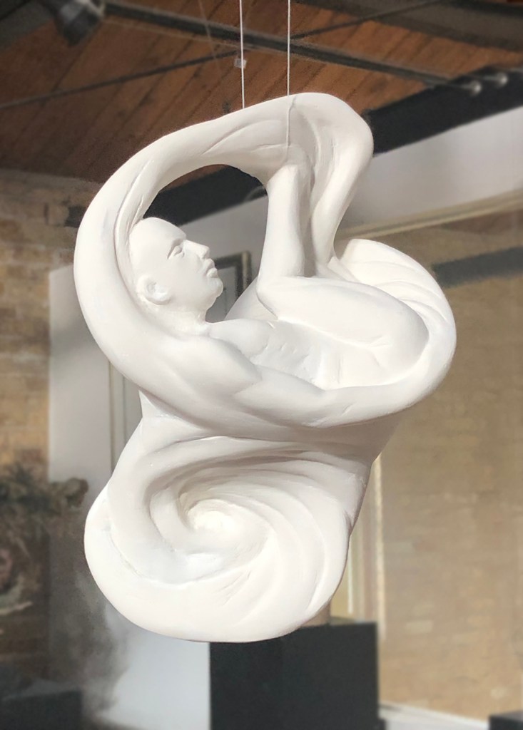 Merge, a sculpture in plaster by Julie Rotblatt-Amrany